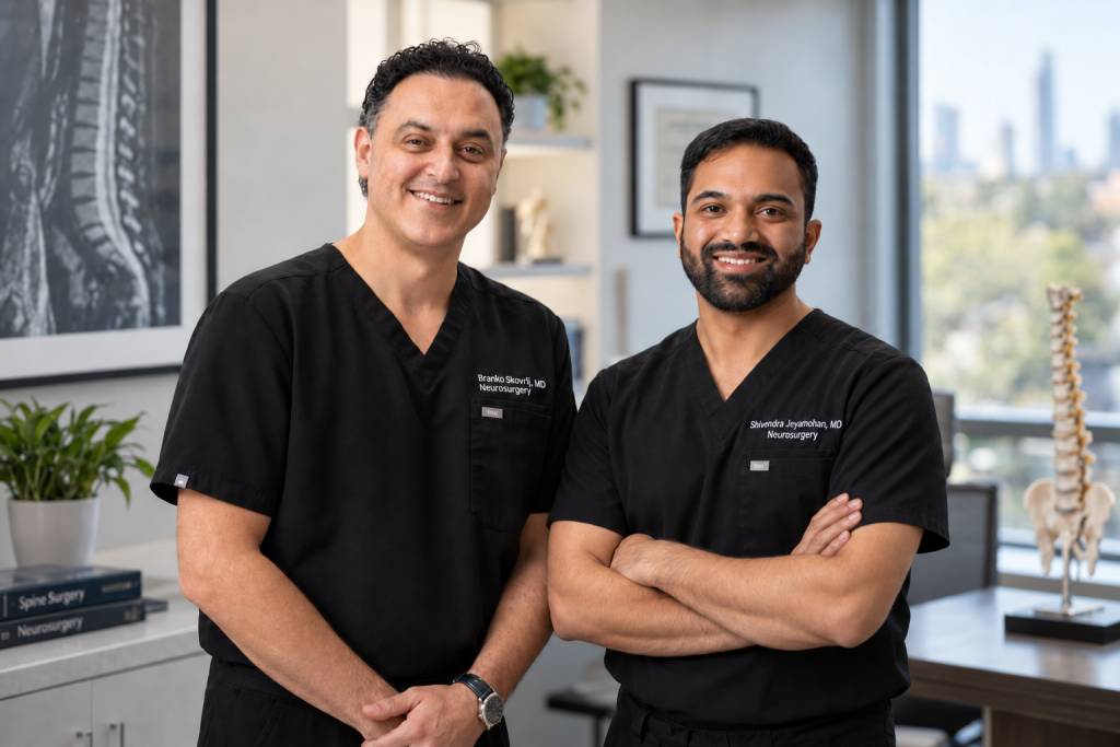 Dr. Branko Skovrlj and Dr. Shiveindra Jeyamohan, spine neurosurgeons with Comprehensive Pain Solutions of New Jersey
